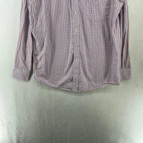 Tommy Hilfiger Button-Down Shirt Men's Sz L Red Blue Plaid Collared Chest Pocket - Picture 7 of 11